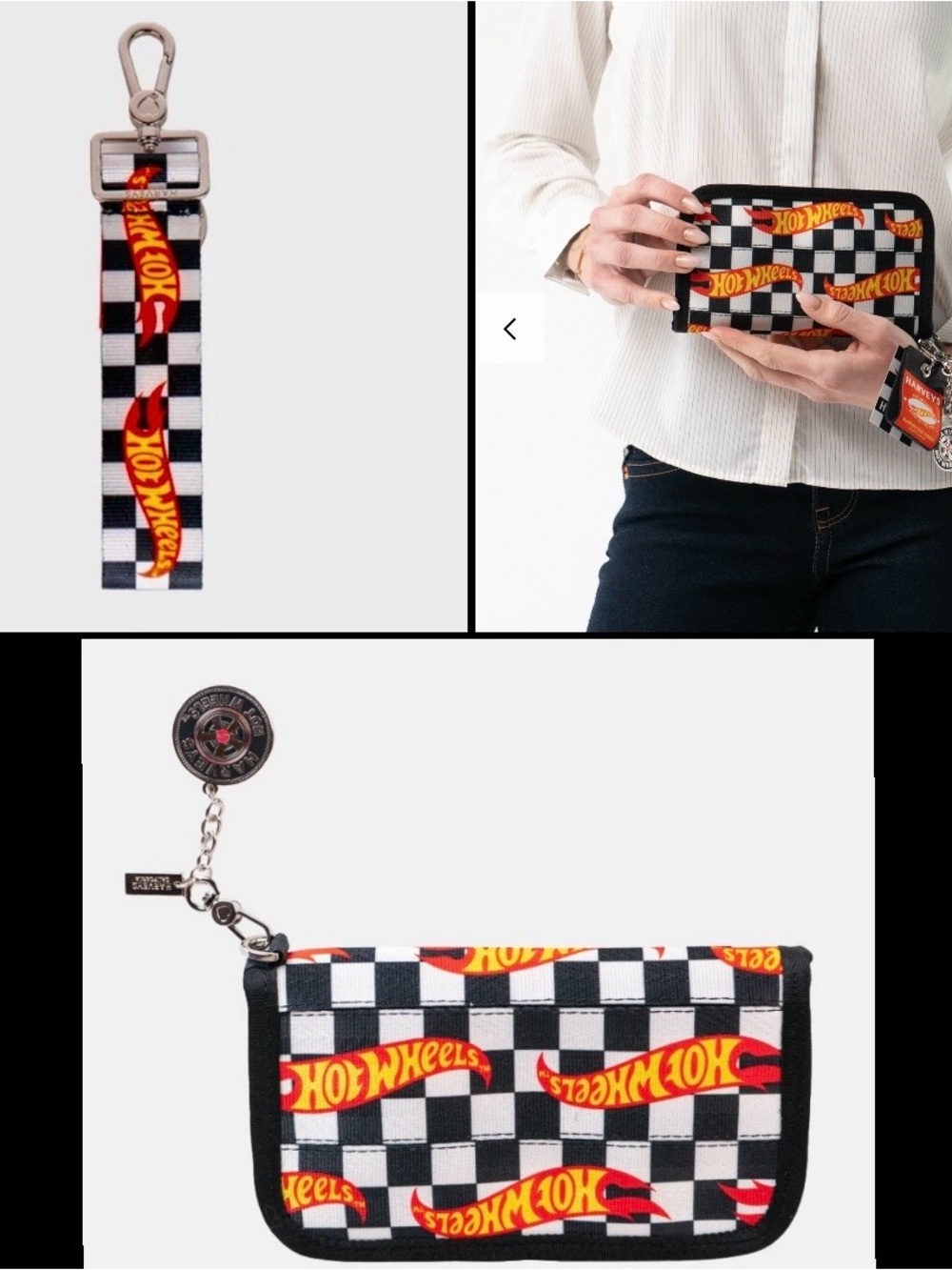 Harveys Hot Wheels Checkerboard Zip Wallet in Black, White, Red